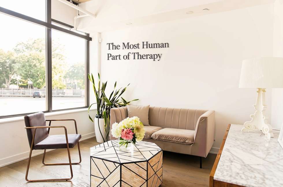 Modern psychotherapy office at the Design Your Life Centre in Toronto, designed to support compassionate, human-centred therapy and meaningful therapeutic connection.